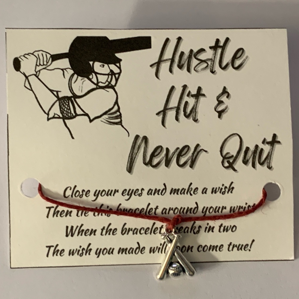 Handmade Softball Bats Red Hemp Cord Wishing Bracelets Brand New